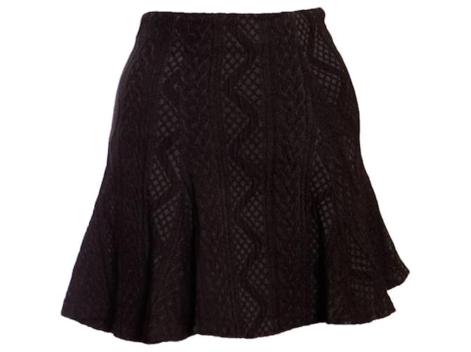 Alice + Olivia, black woolen cable skirt.  ref.1004246