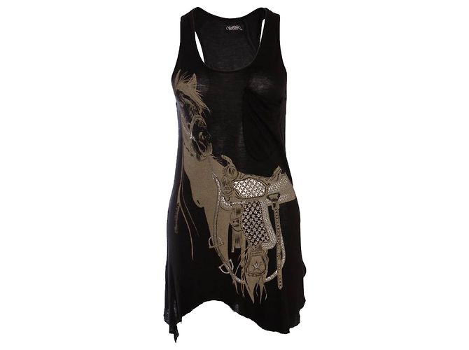 Autre Marque Lauren Moshi, canotta nera con stampa cavalli Nero