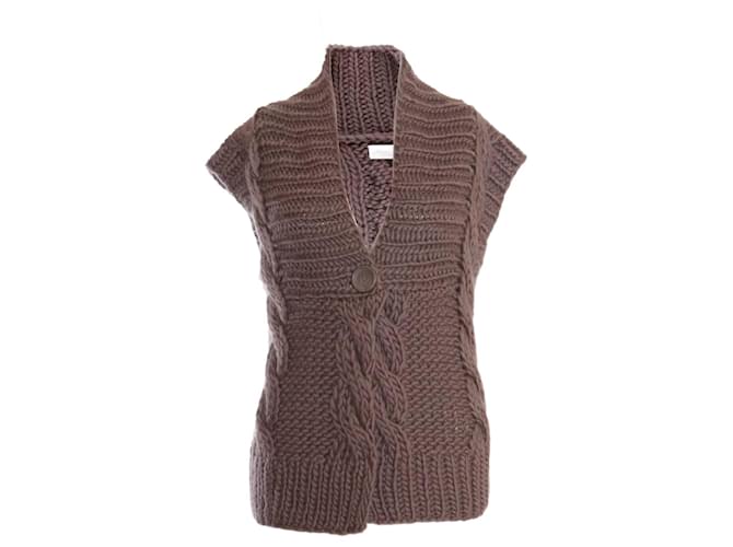 AMERICAN VINTAGE, grey handmade knitted vest Wool  ref.1004252