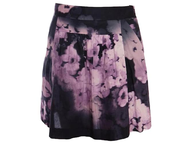Theory TEORÍA, falda morada con estampado de flores descoloridas. Púrpura Algodón  ref.1004253
