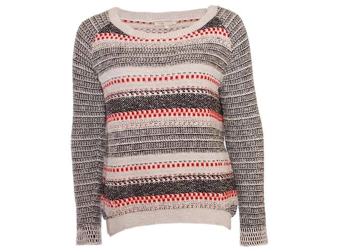 Maje, Blanc/black/pull rouge avec lurex en taille 2/M. Multicolore