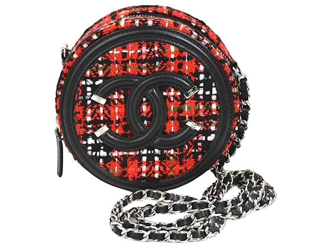 Timeless Chanel Ronde Red Tweed  ref.1004279
