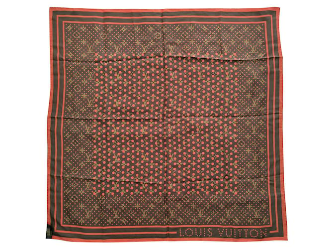 Louis Vuitton Silk scarves Brown Orange  ref.1004323