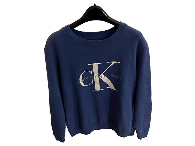 Sudadera Calvin Klein de algodón azul con logo