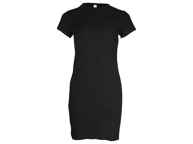 Mini-robe en maille côtelée Anine Bing Skylar en viscose noire Fibre de cellulose  ref.1004452