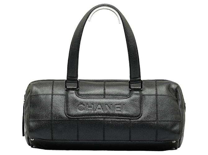 Chanel Choco Bar Caviar Handbag Black Leather ref.1004496 - Joli