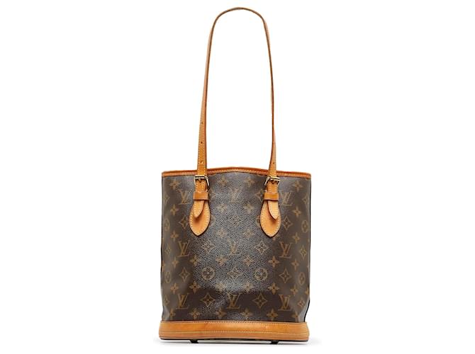 Louis Vuitton Brown Monogram Bucket PM Leather Cloth ref.1004613