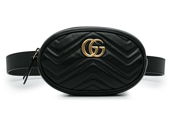 Gucci Black Gg Marmont Matelasse Belt Bag Leather Pony-style
