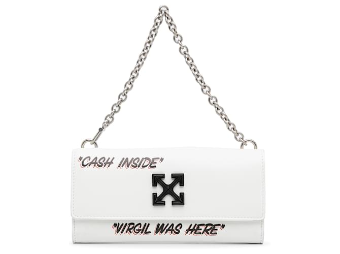 Off White White Jitney Quote Wallet on Chain Leather Pony-style calfskin  ref.1004629