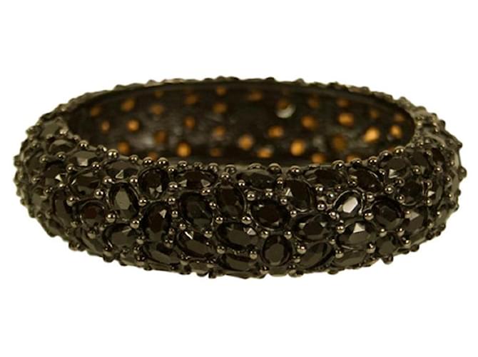 KENNETH JAY LANE Women's wide hinge black crystal rhinestone cabochon bracelet  ref.1004700