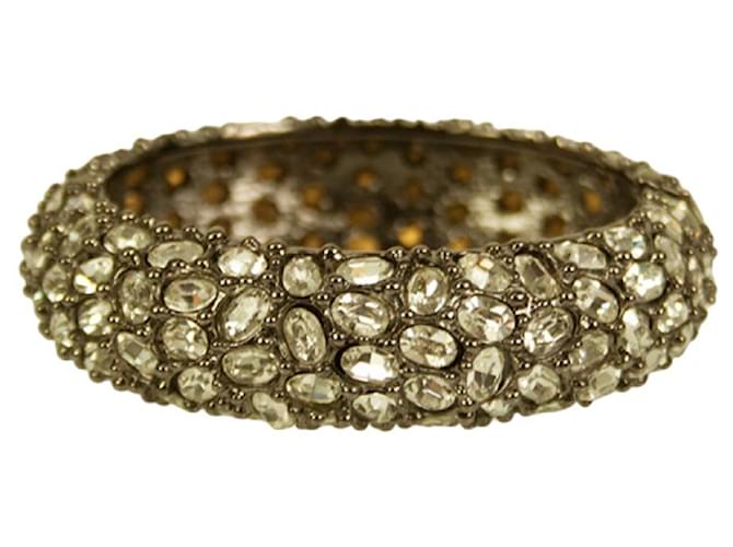 KENNETH JAY LANE Women's wide hinge clear crystal rhinestone cabochon bracelet  ref.1004721