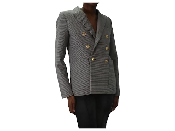 Nili Lotan White double-breasted padded shoulder blazer - size US 2 Black Wool  ref.1004904