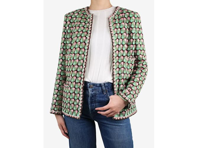 Green tweed pocket jacket - size FR 40