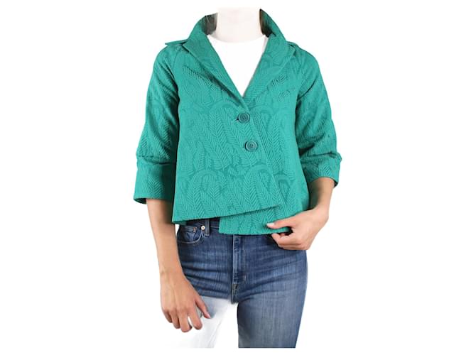Autre Marque Green floral jacquard blazer - size IT 36 Cotton  ref.1004942