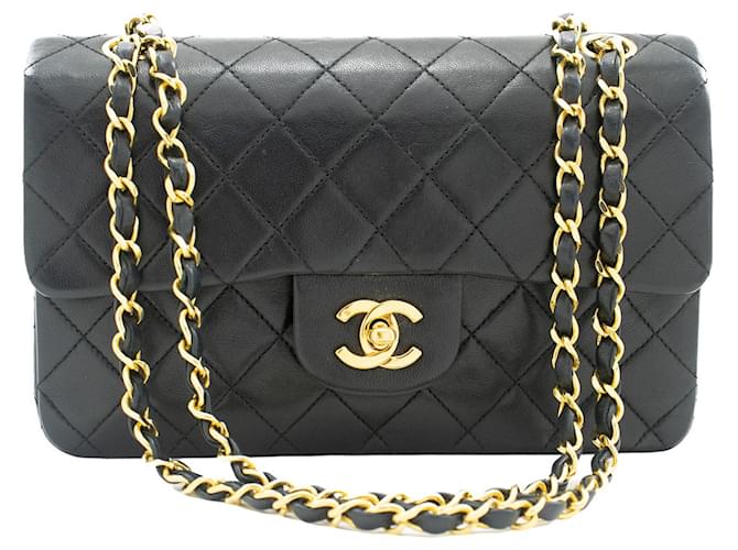 Classique Chanel Double Flap Cuir Noir  ref.1005176