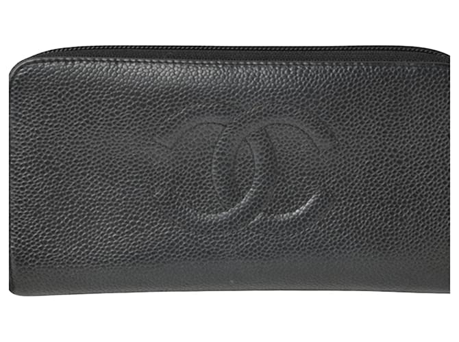 Timeless Chanel Logo CC Black Leather  ref.1005223