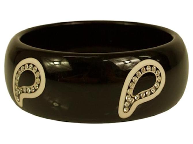 ETRO Women's wide black Paisley Rhinestone bangle bracelet Enamel  ref.1005231