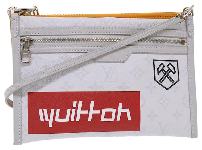 LOUIS VUITTON Monogram White Flat Mensenger Shoulder Bag Bron M44640 auth 48487a Bronze  ref.1005355