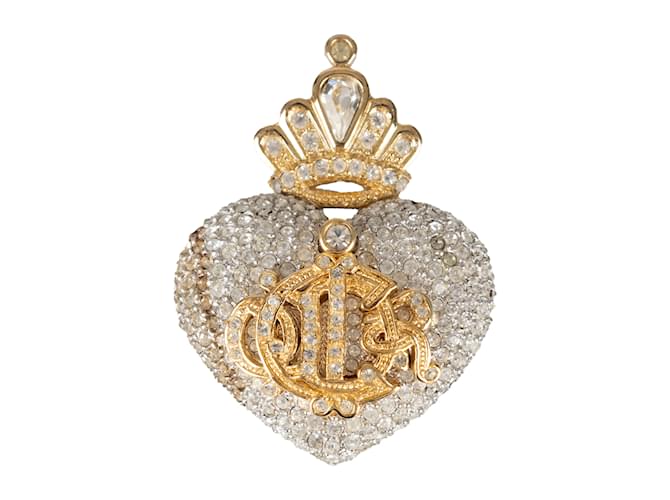 Broche de coração Boutique Christian Dior Prata  ref.1005385