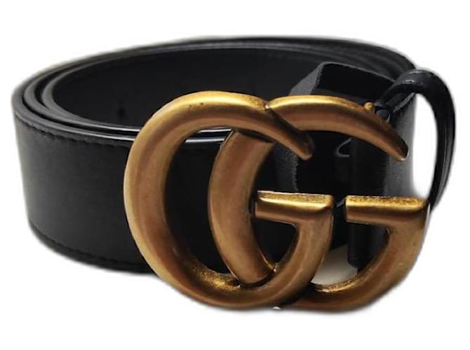Marmont Gucci Cinturones Negro Cuero  ref.1005392
