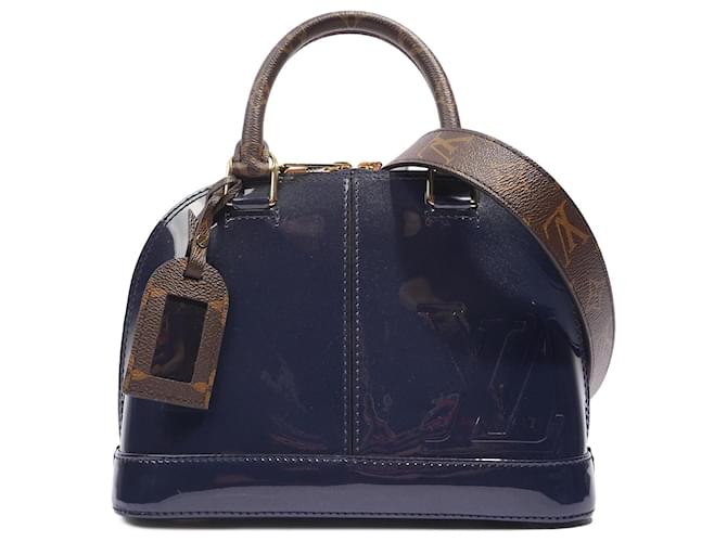 Louis Vuitton Alma Marine Bag Blue Vernis / Canvas BB Cloth ref