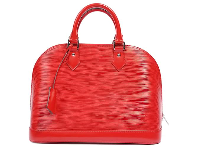 LOUIS VUITTON Alma PM Epi Leather Satchel Bag Red