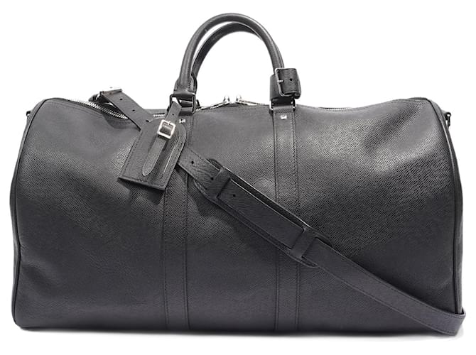 sac de voyage louis vuitton keepall luggage en cuir taiga noir