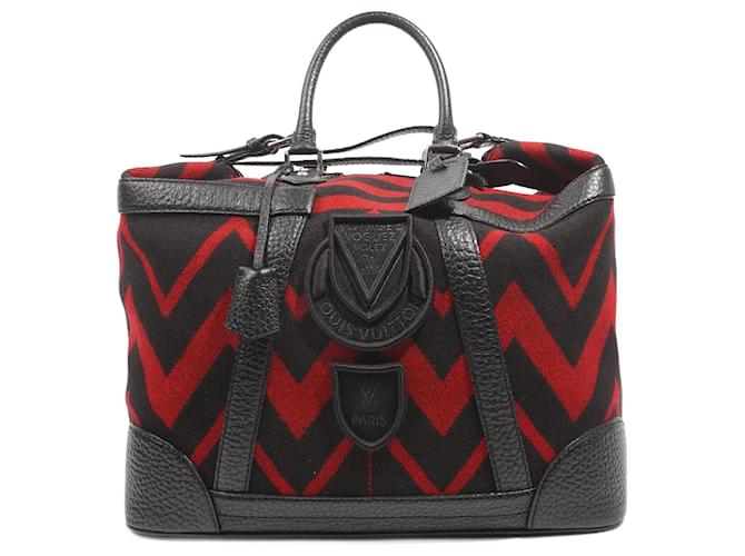 Louis Vuitton Womens Grimaud Vail Blanket Weekend Bag Black Red