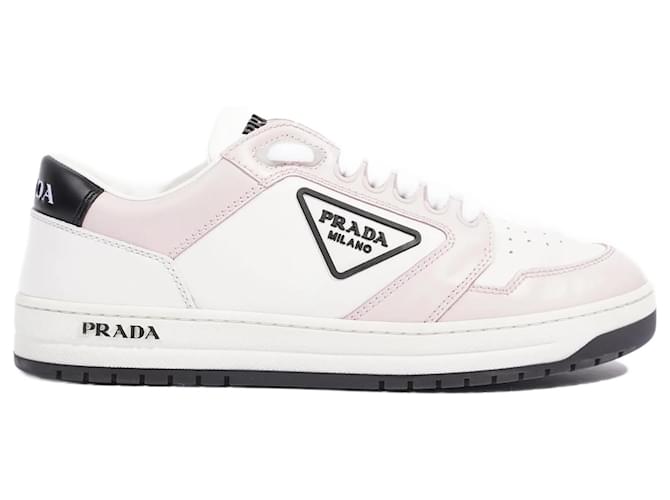 Sneaker Prada da donna in pelle traforata District bianca pink
