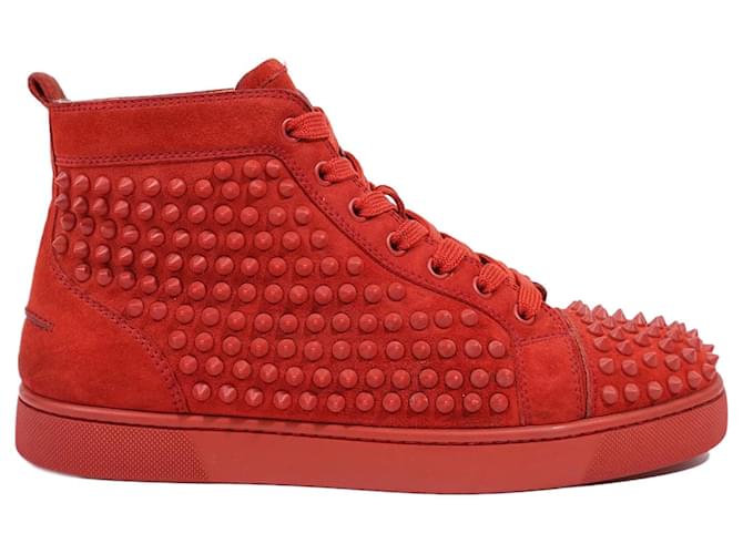 Christian Louboutin Red Suede Lace Up Sneakers Size 39.5 Christian Louboutin