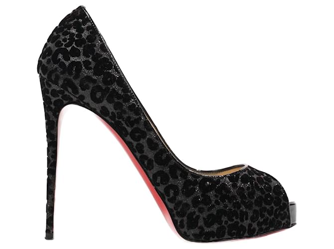 Christian Louboutin New Very Prive 120 Black Leopard EU 36 UK 3 Leather ref.1005981 Joli Closet