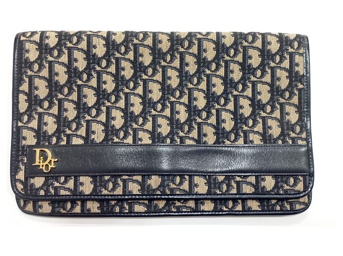30 Montaigne Pochette Dior Oblique Monogram Beige Blu Navy