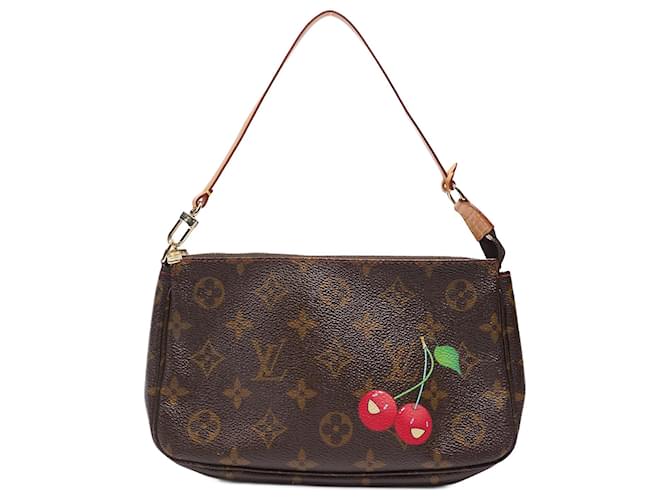 LOUIS VUITTON France Auth W Monogram PM Cherry Leather Tote