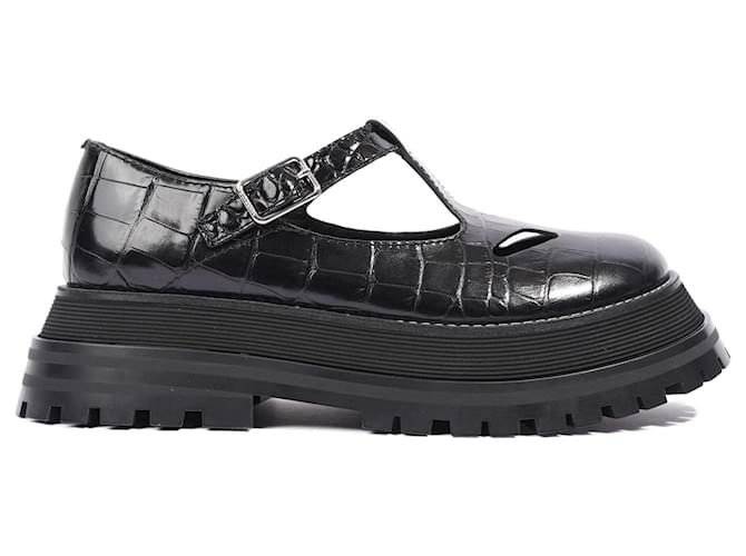 Burberry Mujer Aldwych Flats Cuero Repujado Negro EU3 6 Reino Unido 3