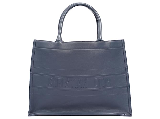 Christian Dior Womens Leather Book Tote Navy Medium Navy blue  ref.1006214