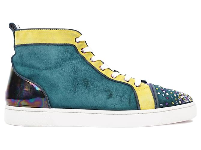 Christian Louboutin Hommes Swarovski High Top Vert Jaune UE 43 UK 9