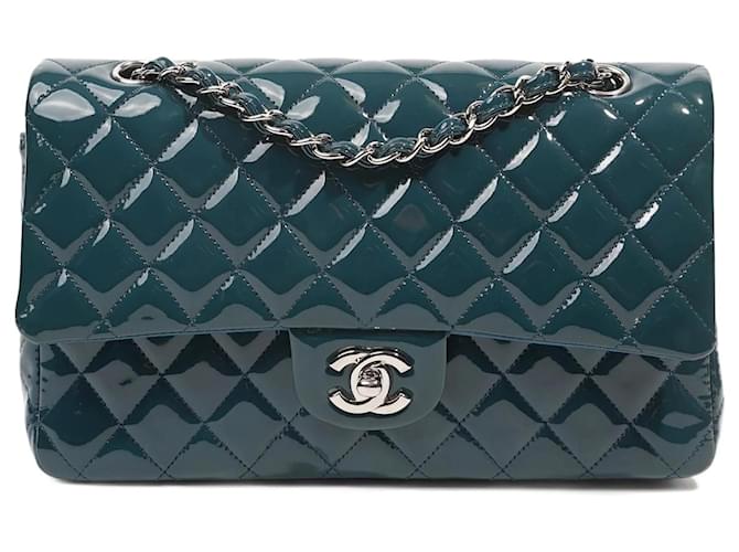 Chanel Womens Classic Flap Bag Medium Blue Leather ref.1006301 - Joli Closet