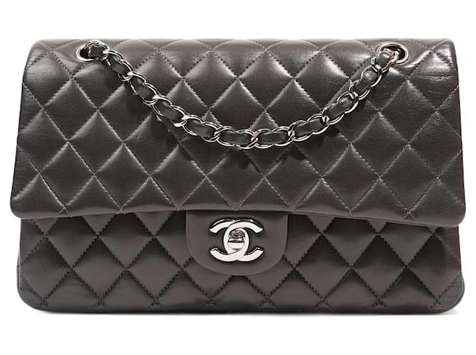 Chanel Womens Classic Flap Dark Grey Medium Leather ref.1006303