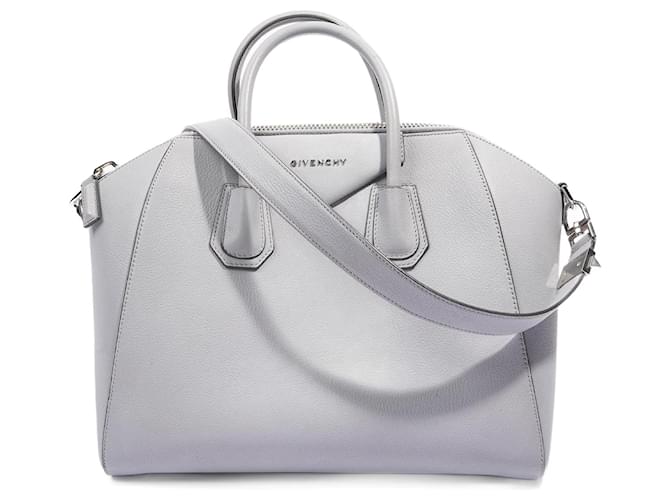 GIVENCHY Antigona Medium Calfskin Leather Shoulder Bag Gray