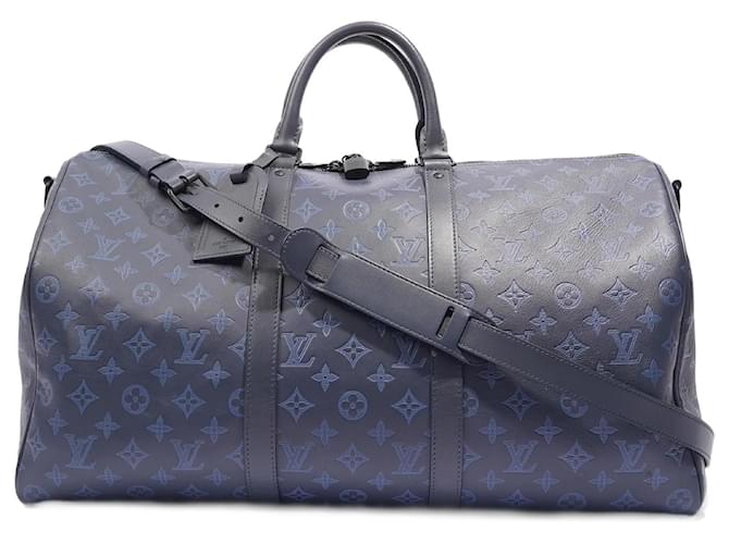 Louis Vuitton Mens Keepall 50 Shadow Blue Leather ref.1006490