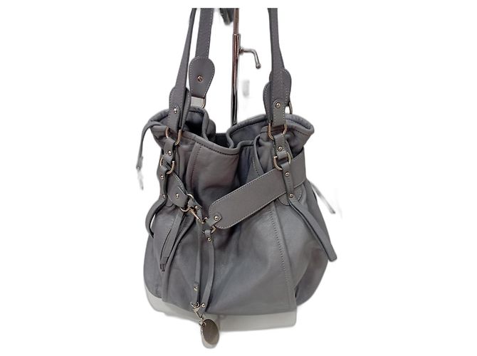Autre Marque Bolsa bucket Lamarthe em couro cinza