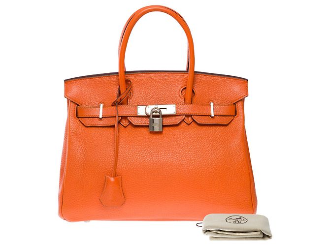 Hermès Bolsa HERMES BIRKIN 30 em couro laranja - 101246