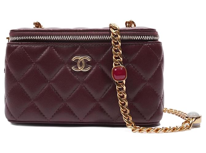 Handbags Chanel Chanel Womens Vanity Case Burgundy