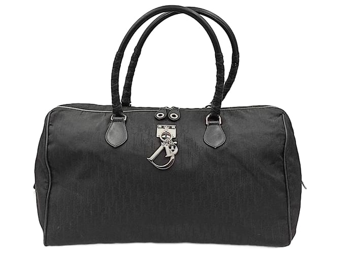 Bolso de viaje Christian Dior de lona negra con monograma Negro Lienzo  ref.1006731