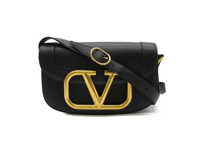 Valentino Leather Supervee Crossbody Bag Black Pony-style calfskin