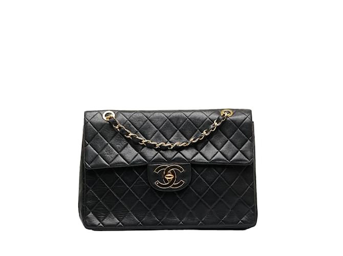 Chanel Maxi Classic Single Flap Bag Black Leather Lambskin  ref.1006774