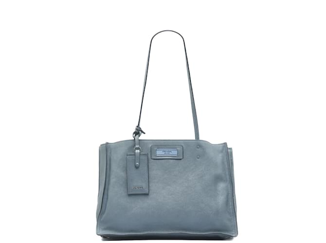 Prada Leather Etiquette Tote Bag 1BG122 Blue  ref.1006790
