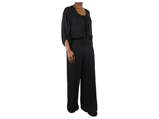 Halston Heritage Black silk puff-sleeved jumpsuit - size US 6  ref.1006867