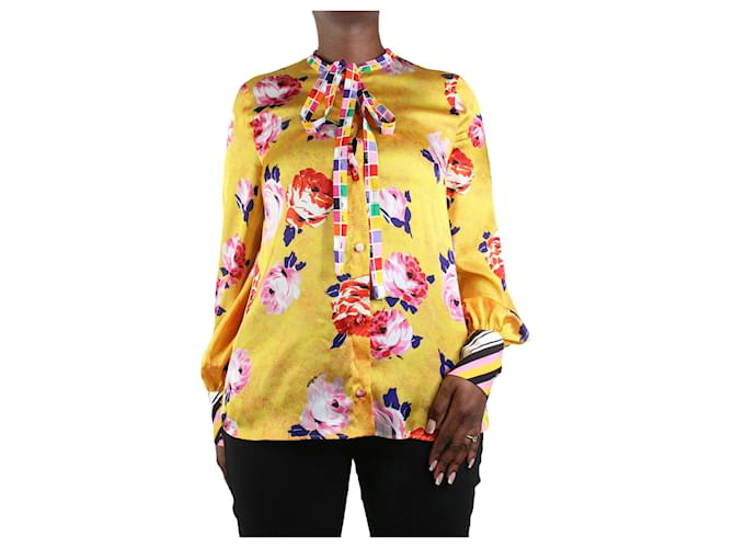 Msgm Yellow floral printed blouse - size IT 44 Polyester  ref.1006872