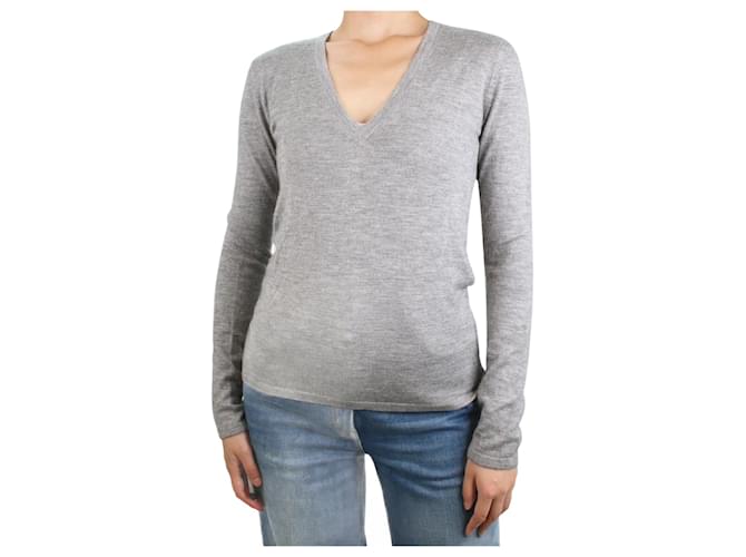 Gabriela Hearst Grey V-neckline cashmere-silk blend sweater - size M  ref.1007308